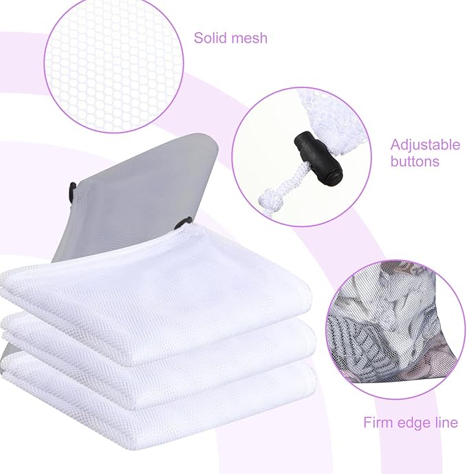 Berlune 30 Pack Large Mesh Laundry Bags, 24 x 36 Inch Bulk Wash Set with Drawstring for Commercial Use, Dorms, Vacation Rentals, Laundromats, Apartments & Facilities(White, Gray)