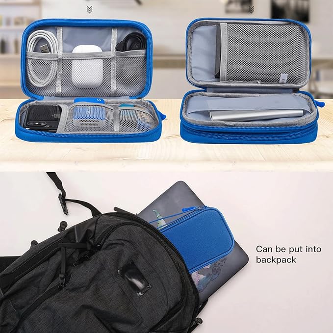 CAAORDKSO Cord Organizer Travel Cable Organizer Bag Tech Electronic Organizer Travel Case, Electronic Accessories Pouch Bag for Cable, USB, Cord, Charger, Phone, Power Bank, Earphone (Blue, Medium)