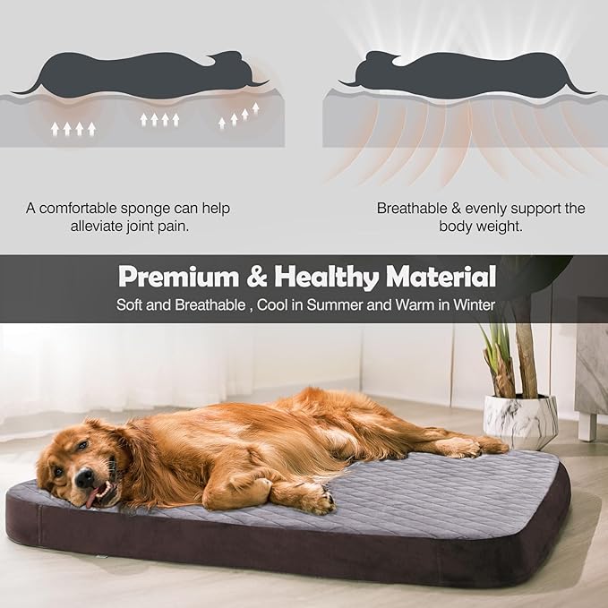 JoicyCo Large Dog Bed, High Density Foam, Good Resilience for Enough Cushion to Large Dogs Such as Great Dane, 47 * 39 Inches Widen Pet Bed, Non Slip Bottom with Removable Washable Cover
