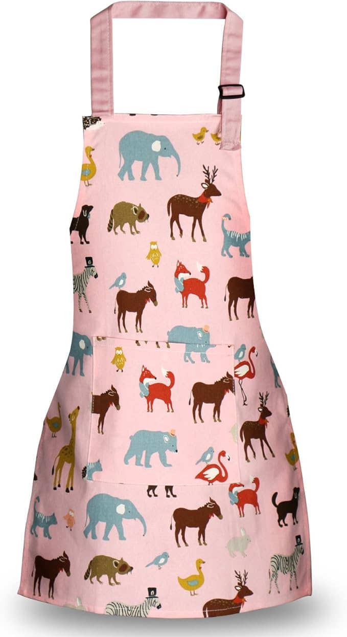 Jennice House Kids Aprons, Cotton Children Aprons with Adjustable Neck Strap Child Chef Aprons