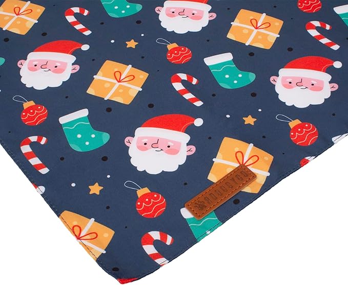 ADOGGYGO Christmas Dog Bandana, Snowman Santa Pet Scarf, Premium Durable Fabric, Adjustable Fit Christmas Bandanas for Medium Large Dogs Pets (Large)