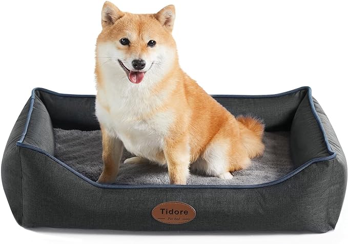 Tidore Orthopedic Dog Beds for Medium Dogs, Durable Egg Crate Foam Sofa Dog Bed wit Washable Removable Cover,Waterproof Lining,Pet Bed for Large Dogs (Dark Grey, 26.4" L x 21.7" W x 6.2" Th)