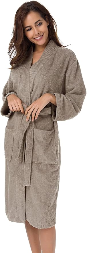 SIORO Women Terry Cloth Bath Robes with Pockets, Soft Long Cotton plush Kimono Wrap Bathrobe, Spa, Fuzzy Female nightgrown