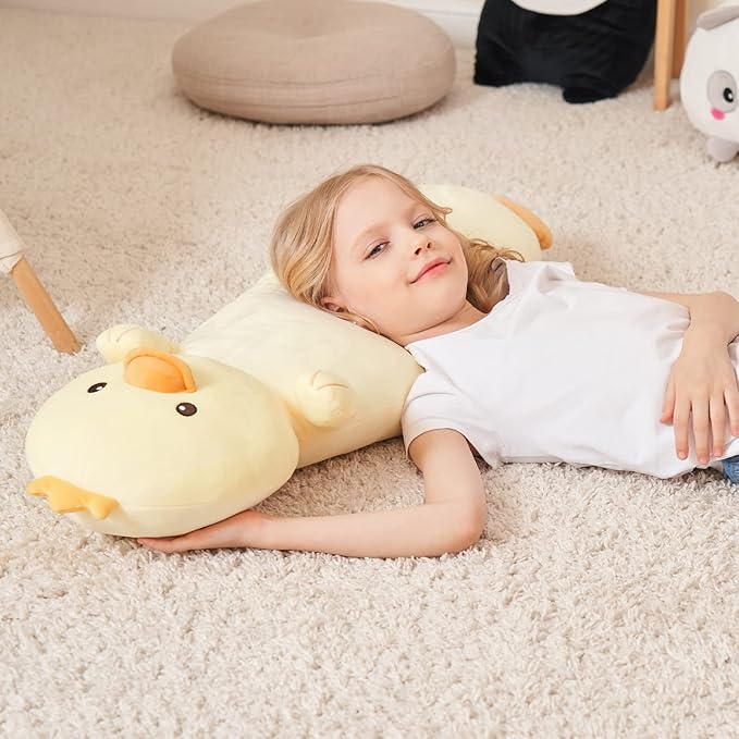 36” Long Duck Plush Body Pillow, Kawaii Cute Yellow Ducks Stuffed Animals, Hugging Squishy Pillow Soft Plushies Toy, Gifts for Kids Girls and Boys, Birthday, Halloween, Christmas