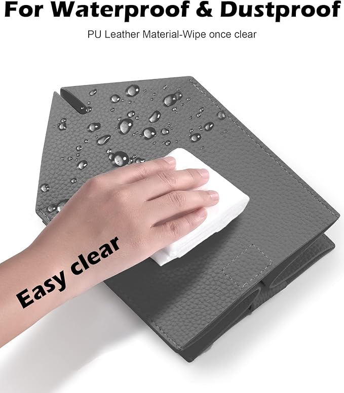 Tclouda Tissue Box Cover for PU Leather, Modern Simple Solid Color Holder Square Tissue Bag, Ideal for Bathrooms,Office,Car,Outdoor Tent,Dining Table,5"X5"X5", Double Charcoal