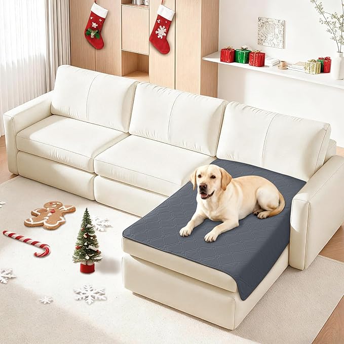 CYCMACO Waterproof Dog Blanket, Non-Slip Soft Pet Bed Cover, Couch Cover for Dogs Washable, Protects Sofa, Furniture, Crate, Car, Tear Resistant Leakproof Pet Blanket (40x50 Inch, Dark Grey)