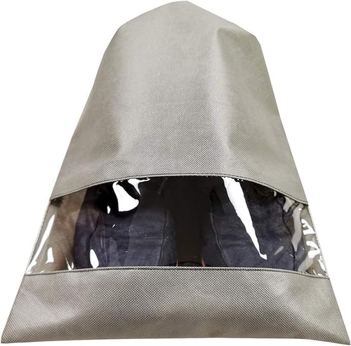 ANIZER 8 PCS 11.8"x17.3" Non-Woven Dustproof Drawstring Bag Travel Shoe Bags Dust Cover Pouch Bag Storage with Visual Window for Handbags Purses Shoes (GREY)