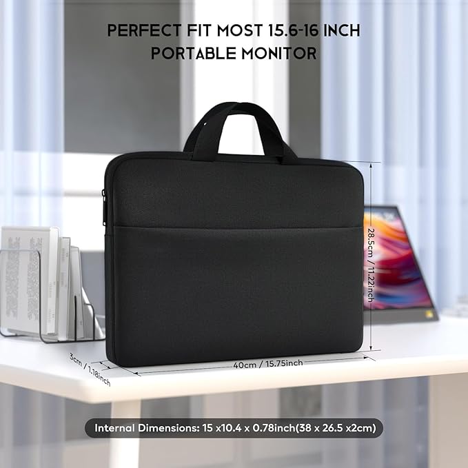 16.1 inch Portable Monitor Case Carrying Bag for Most 15.6/16.1 in Monitors, Compatible with MNN KYY Innoview ASUS Zenscreen 16" Portable Display Monitors