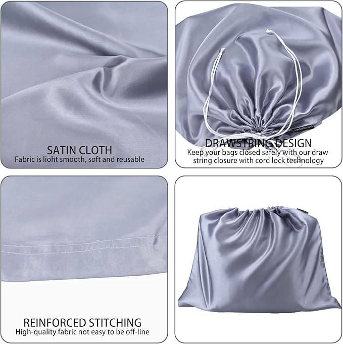 10 Pack Dust Bags for Purses and Handbags, Silk Dust Cover Storage Bag with Drawstring Travel Storage Pouch for Handbag Purse Shoes Boots (Gray, 19.6 × 15.7 in)