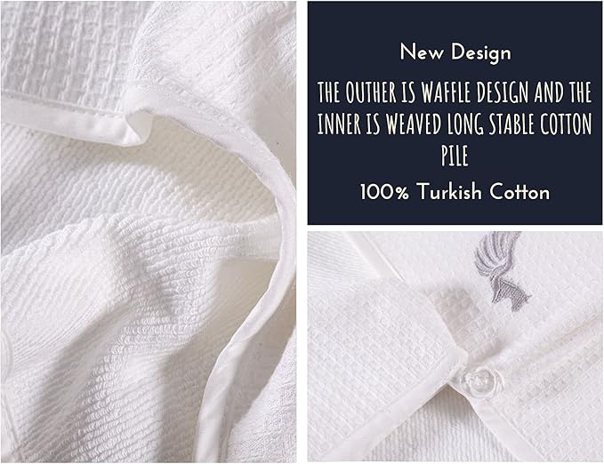 SELARUS 100% Turkish Cotton Hair Towel Wrap for Women,Non Microfiber,Super Absorbent,AntiFrizz,Plopping Hair Drying Waffle Bath Towels for Curly,Long&Thick Hairs,Head Wrap,2 Pack10x26inc (white+white)