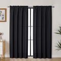 Lecloud Bessie Black Curtains for Living Room 72 Inches Long 2 Panels, Rod Pockets Rustic Bedroom Curtains, Light Filtering Faux Linen Textured Home Decor Window Drapes, Each Panel 40" W x 72" L