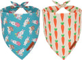 ADOGGYGO Easter Dog Bandanas 2 Pack, Triangle Reversible Bunny Carrot Dog Scarf, Premium Durable Fabric, Easter Bandana for Small Dogs (Small)