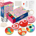 yuegool 6PCS Energy Punch Needle Coasters Kit - DIY Embroidery Set for Adult Beginners, Art Craft Supplies with Patterns, Functional Tools, Yarn, Hoop, and Coaster Holder
