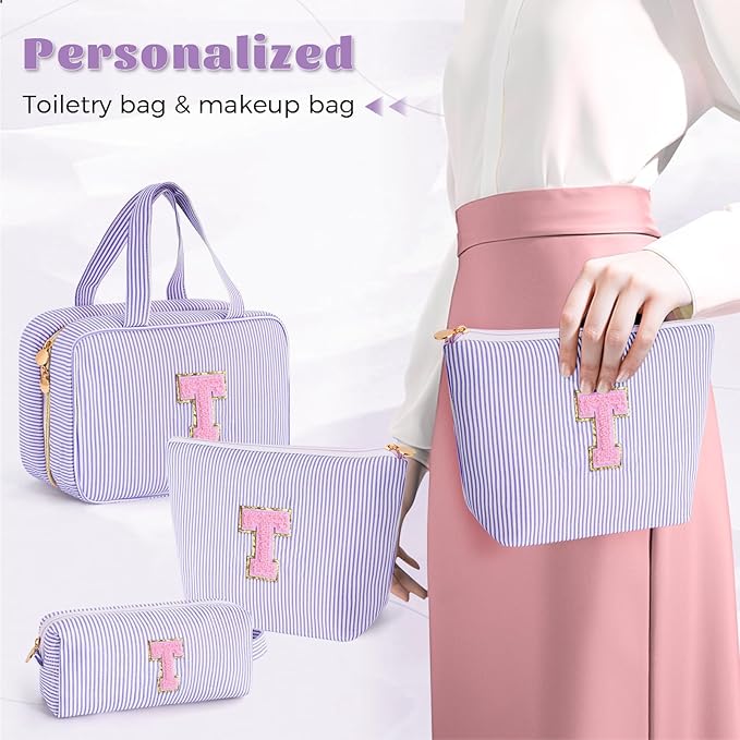 Fystdtote Mom Gifts for Women,Travel Toiletry Makeup Bag Organizer | Small Travel Essentials Makeup Bag - Lavender T