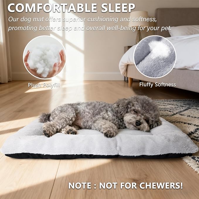 Cat Beds for Indoor Cats Washable Dog Bed Crate pad for Extra Small Dogs Ultra Soft Pet Kennel Pad for Cage Flat Puppy Kitten Cushion Sleeping Mat Anti-Slip Light Grey 22 x 13