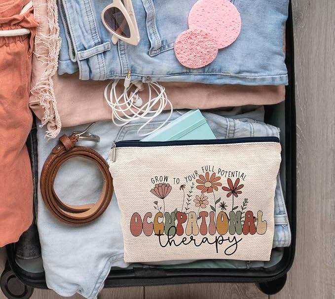 IWXYI Occupational Therapy Gifts,Boho Therapist Occupational Therapy Makeup Bag Make up Bag Zipper Pouch Travel Toiletry,Therapist Gifts,Ot Gifts,Gifts For Occupational Therapy