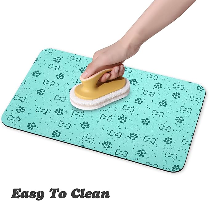 Dog Food Mats,Cat Absorbent Water Bowl Feeding Mats Pet Placemats for Food and Water Spot 12 * 20 inch