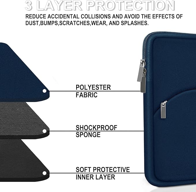 Laptop Sleeve Case 15.6 inch, Durable Portable Monitor Protective Cover with Front Pocket, Traveling Laptop Case Compatible for HP, Dell, Asus, Lenovo, Deep Blue