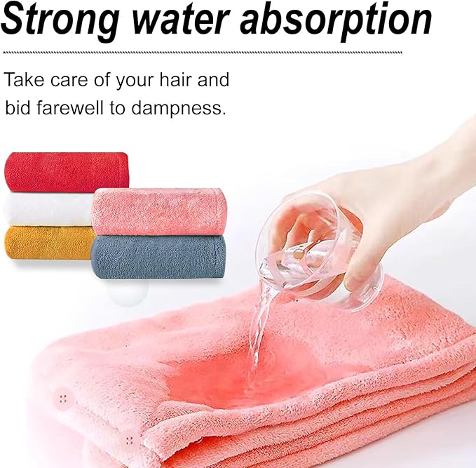 AGKXHDEC 1 Pack Double Layer Microfiber Towel, Hair Turbans for Wet Hair, Drying Hair Wrap for Women(Pink)