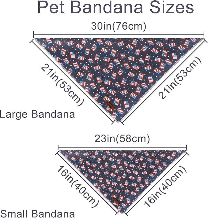 UP URARA PUP 4th of July Dog Bandana, Patriotic Bandana for Medium Large Dog, Cute Patriotic Puppy Bandana, Cotton American Flag Pet Triangle Bid Scarf Kerchief for Girl Boy Dogs