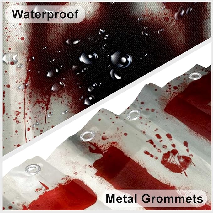mutakin Halloween Shower Curtain Help Me Shower Curtains for Bathroom Waterproof Fabric Bath Curtain Decor with Hooks
