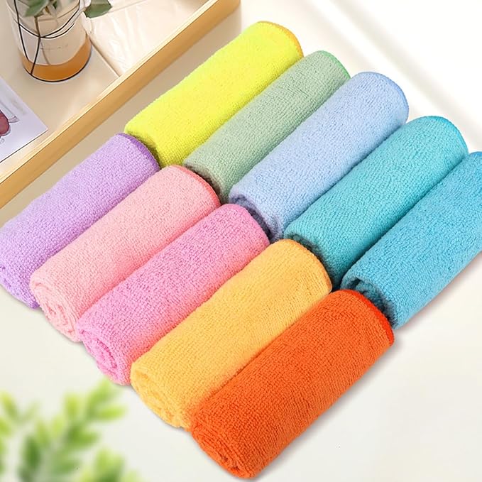 Orighty Washcloths Towels Set 20 Pack, Highly Absorbent and Soft Feel Microfiber Face Cloths, Multi-Purpose Wash Cloths & Hand Towels for Bathroom, Hotel, Spa, and Gym, 11.5x11.5 Inch, Multicolor