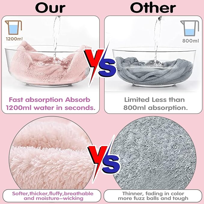 YHPDYL Hair Drying Towel 3 Pack - Ultra Soft Microfiber Turban Twist Hair Wrap for Women - Super Absorbent, Quick Dry Hair Towel Cap for Wet Hair (3 Colors, Yellow Pink & Red)