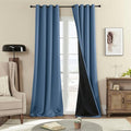 Rutterllow 100% Blackout Curtains, Full Shade Long Complete Drapes for Living Room, Thermal Insulated Bedroom Window Treatment Drapes (2 Panels, Stone Blue, 52 x 90 inch)