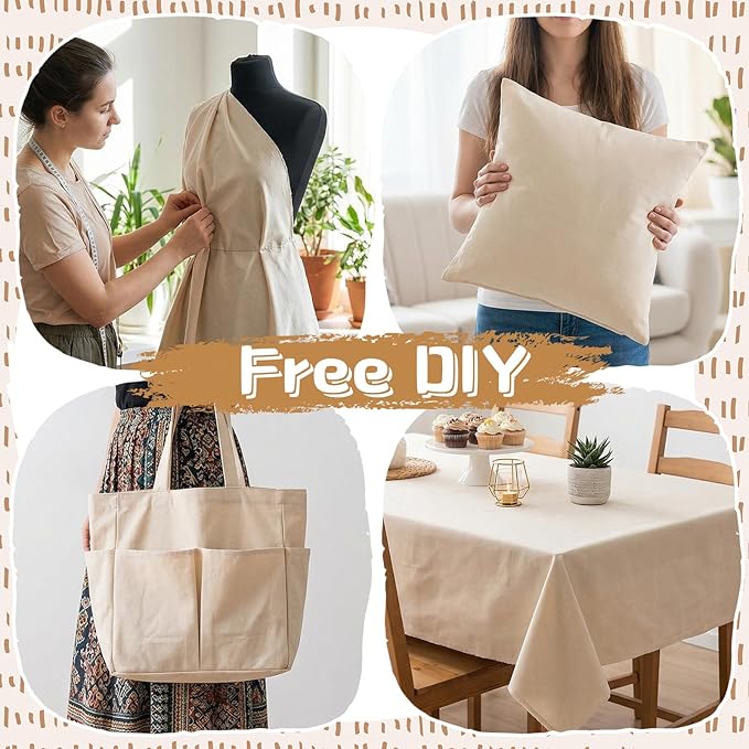 100% Cotton Muslin Fabric, 5.4 Yards x 63 in Natural Color Unbleached Muslin Linen Fabric by The Yard, Medium Weight Draping Fabrics, for Sewing Material Apparel Cloth Quilting Draping