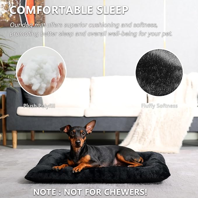 Pet Bed for Crate 22 x 13 inch Fit Dogs or Cats Washable&Anti-Slip,Ultra Soft XS Dog Beds Kennel Pad for Cage Soft Flat Puppy Kitten Cushion Sleeping Mat,Black