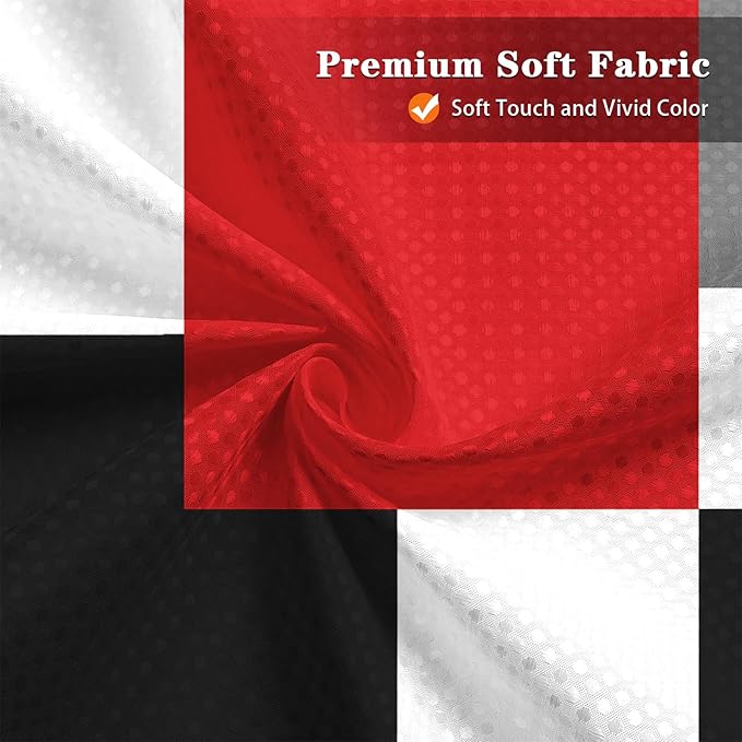 Culudea Geometric Red White Shower Curtain Set, Black and Gray Modern Bathroom Window Waterproof Shower Curtain Set for Bathroom Decor