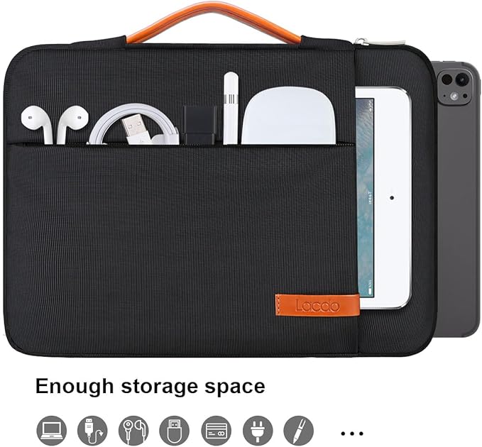 Lacdo 360° Protective Tablet Sleeve Case for 13-inch New iPad Pro M5 M4 2025-2024, 13 inch New iPad Air M3 M2 2025-2024, 12.9" iPad Pro 6 5 4 3 with Magic Keyboard Folio, Tablet Case Bag, Black