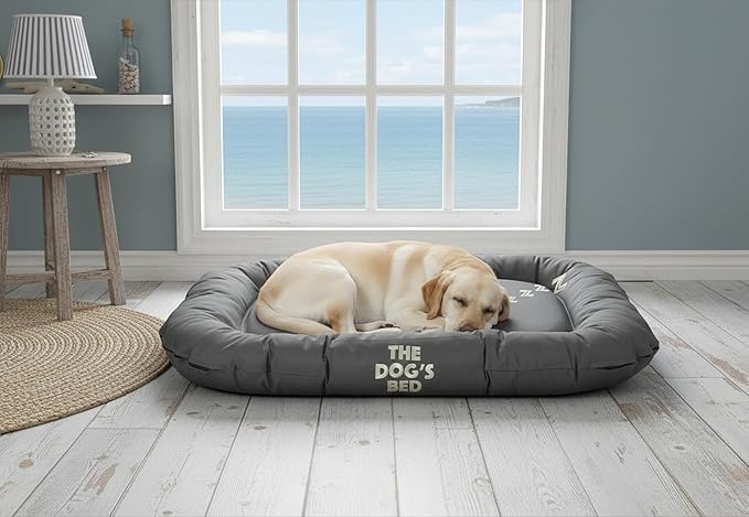 The Dog’s Bed Utility Waterproof Dog Bed, Large, Grey – Durable Outdoor Oxford Fabric, Tough YKK Zippers, Washable Removable Reversible Cover, for Home Car Crate Kennel & Yard