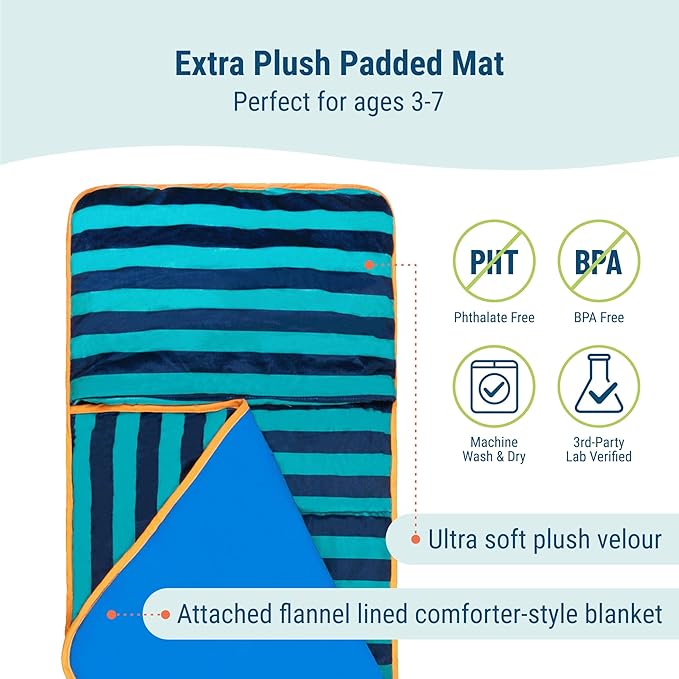 Wildkin Kids Plush Nap Mat – Soft, Cozy, Convenient for Daycare & Preschool