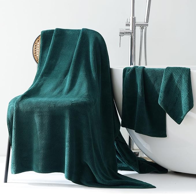 Akzpe 40x80 Inches Bath Sheets Towels for Adults Oversized Bath Towels Extra Large Luxury Super Soft Absorbent Quick Dry Microfiber (Dark Green,6PCS)