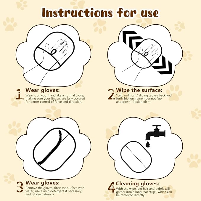 Pet Hair Removal Glove, 2 Pack Reusable Grooming Tool for Cats and Dogs, Hair Remover for Couch, Furniture, Carpet, Curtain, Black and Yellow