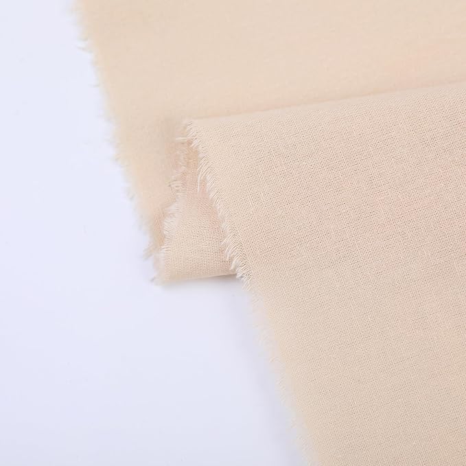 Cotton Fabric Natural Cotton Poplin Fabric by The Yard 100% Cotton, 59 Inches Wide Soft Embroidery Fabric Material for Quilting, Sewing, Crafts, Binding, Backing and Lining (Cream, 3 Yard)