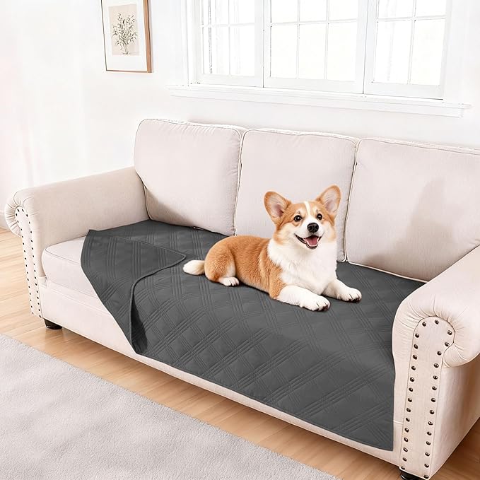 hyha Waterproof Dog Blanket, Reversible Pet Bed Blanket, Soft Sofa Couch Cover for Dogs Washable, Waterproof Pet Couch Covers for Sofa Puppy Cats Furniture Protector(40"x80", Dark Grey/Dark Grey)