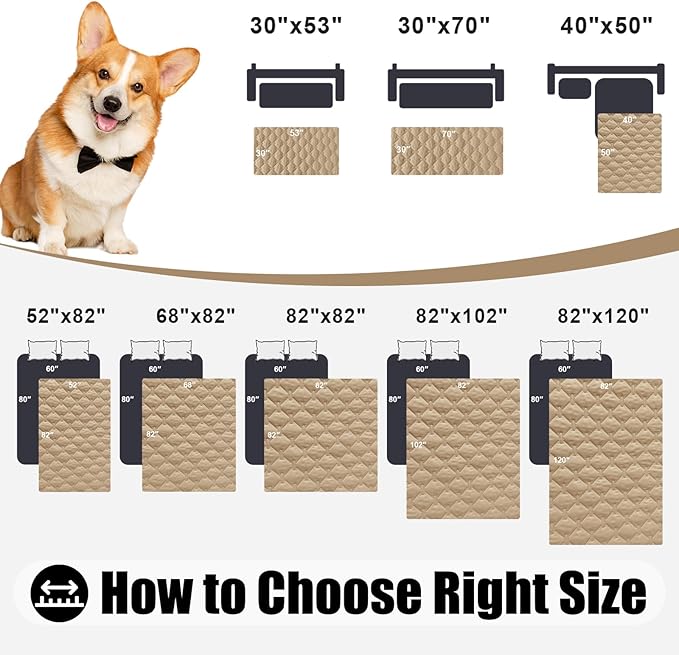 Smiry Waterproof Dog Bed Cover Blanket, Soft Reversible Pet Blanket, Washable Leakproof Cats Dogs Couch Cover for Sofa, Couch, Furniture, Plaid (40x50 Inch, Camel/Beige)