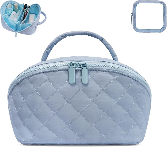 SXS LACONIC Makeup Bag,Quilted Puffer Cosmetic Bags,Travel Toiletry Bag for Women,Large Capacity Waterproof Make up Bag Set