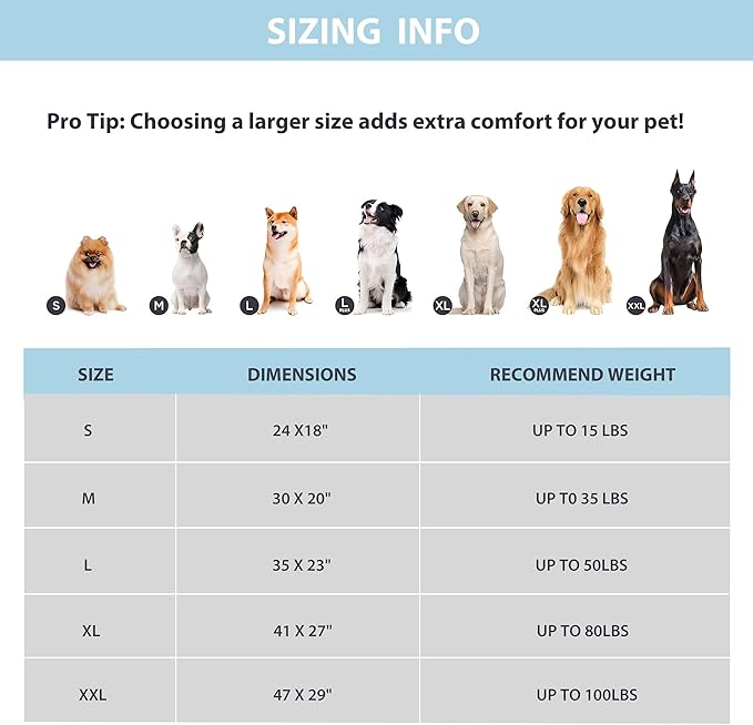 ZAKAPAWS Dog Cooling Mat for Large Dogs - 35x23 Orthopedic Memory Foam Pet Pad for Summer, QMAX>0.5, Washable Premium Comfort Crate Pad for Your Furry Companion, Blue
