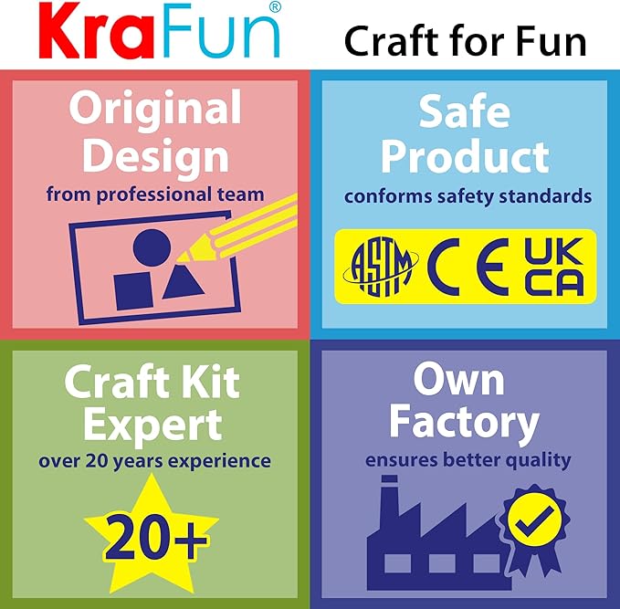 KRAFUN Cross Stitch Kits for Kids Beginners, 4 Unicorn Cross Stitching Keyrings Arts & Crafts, Needlepoint Embroidery Kit for Girls 5-13 Craft Kit Backpack Charms, Ornaments
