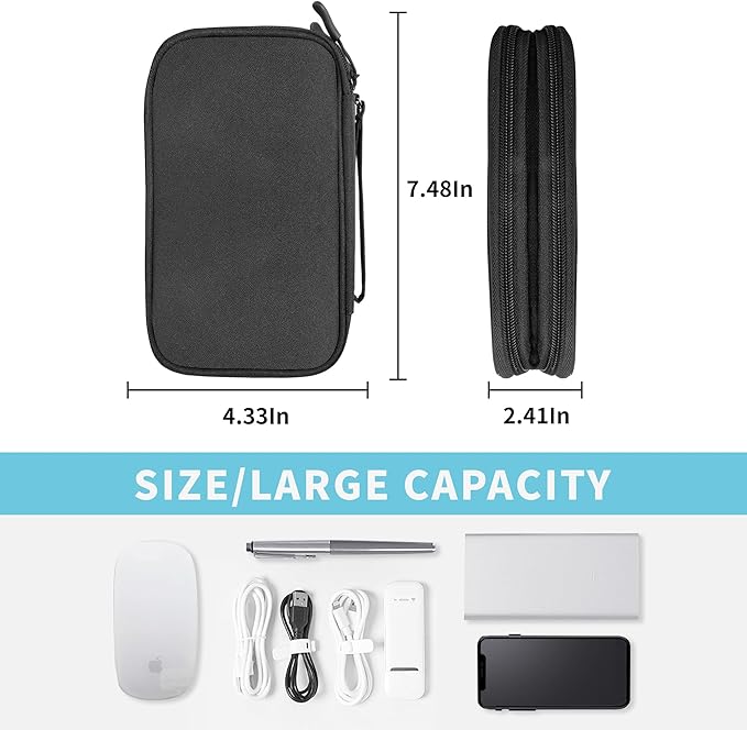 Lcsmaokin Electronics Travel Organizer,Portable Waterproof Electronic Travel Storage Bag for Small Charging Cord Storage,Charger,Small Electronics,SD Card etc,for Travel,Business - Black