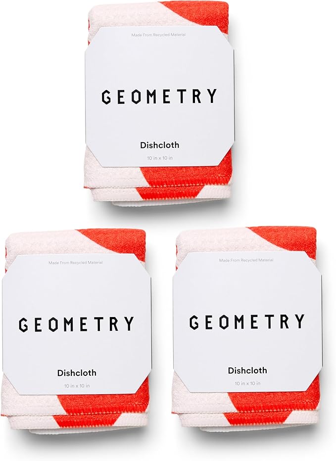 GEOMETRY Kitchen Dish Cloths - Quick Dry Dishcloths for Kitchen - Premium Dish Rags with Geoweave - 3-Pack Set Heart Throb