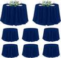 sancua Round Tablecloth 120 Inch Diameter, 8 Pack - Circle Polyester Fabric Table Cloth for Wedding Party Reception Banquet Birthday, Washable Formal Table Cover (Fit 48-96 Inch Tables), Navy Blue