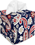 Tissue Box Cover Square Decorative Tissue Box Holder Cute Funny Cube Tissue Case Cover-Paisley Floral Tissue Box Cover
