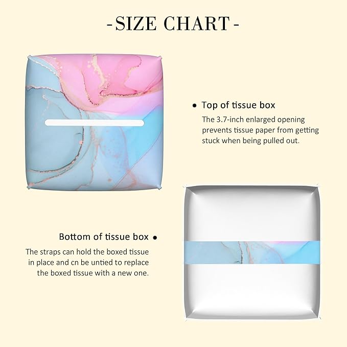 POIUBLE Fluid Art Tissue Box Holder Pink and Blue Marble Tissue Box Cover Square Leather Tissue Holder Organizer Portable Decorative Facial Paper Case for Home Office Bathroom Vanity Countertop