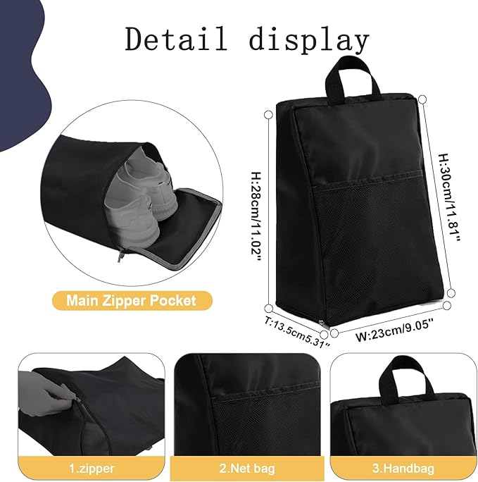MOGARBRO Shoe Bags for Travel Storage Bag Organizer Bags Travel Accessories Must Haves Shoe Organizer Packing Cubes Beach Swim bag Daily Use Storage Travel Essentials Women Men Black