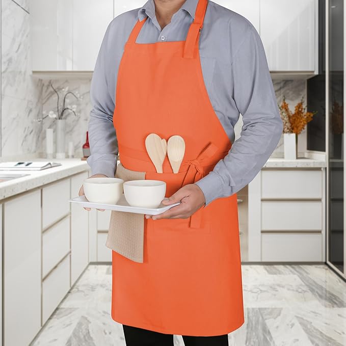 Native Fab Kitchen Apron 2 Pack - 100% Cotton Adjustable, Durable Apron with Pockets, Perfect for Cooking, Baking, Grilling