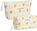 HAOGUAGUA 2 Pieces Makeup Bag, Small Large Quilted Cosmetic Bag, Travel Floral Make Up Toiletry Organizer Bag for Women Girls (2PCS STYLE A-6)